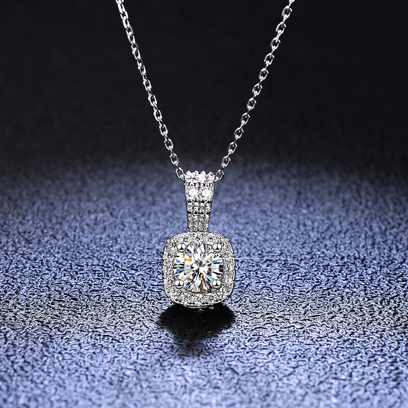 One-Carat Moissanite Cushion-Frame Necklace - product view 2