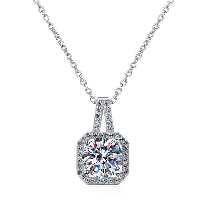 One-Carat Moissanite Cushion-Frame Necklace - product view 1