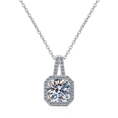 One-Carat Moissanite Cushion-Frame Necklace - product view 1