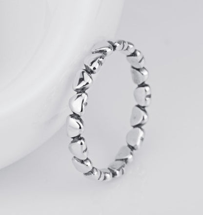 Linked Hearts Silver Band Ring - product view 4