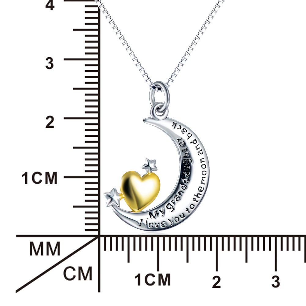Crescent and Heart Silver Pendant Necklace - product view 2