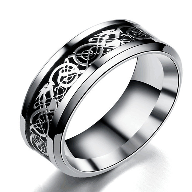 Stainless steel dragon pattern ring - view 2