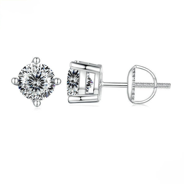 Four-Prong Moissanite Stud Earrings in S925 Silver - product view 2
