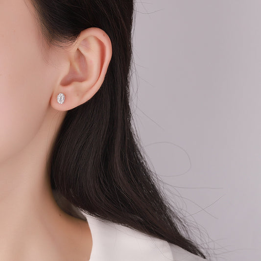 Oval Moissanite Stud Earrings in Silver - view 1