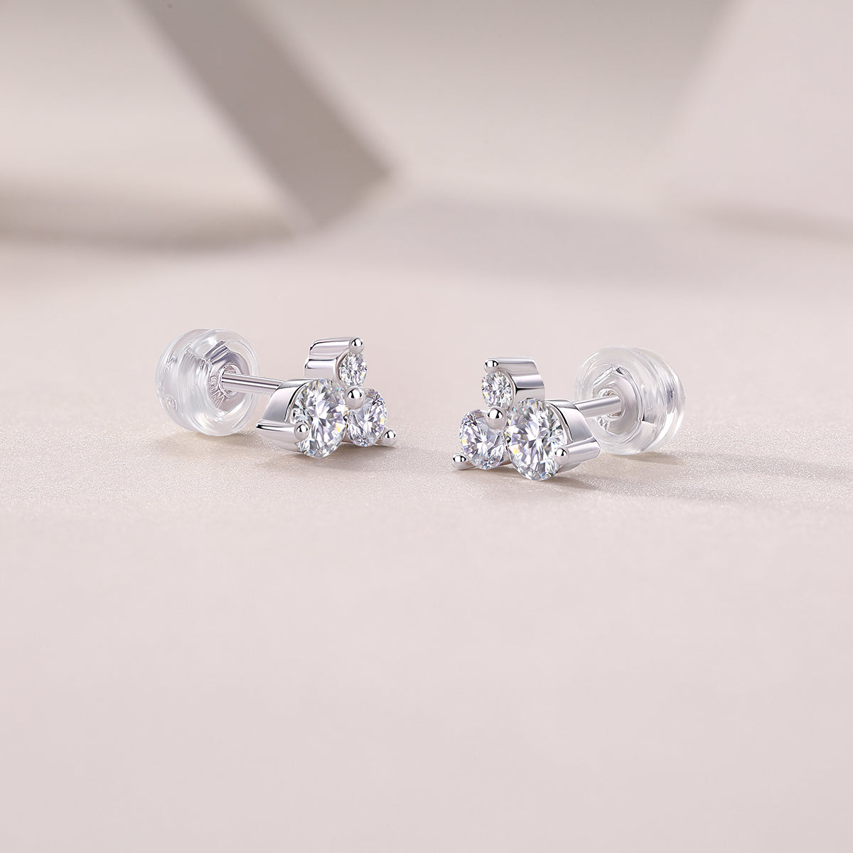Wave Diamond Set Moissanite Silver Earrings Luxury - view 3