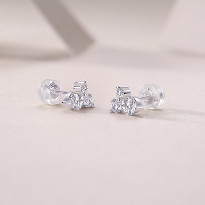 Wave Diamond Set Moissanite Silver Earrings Luxury - view 3