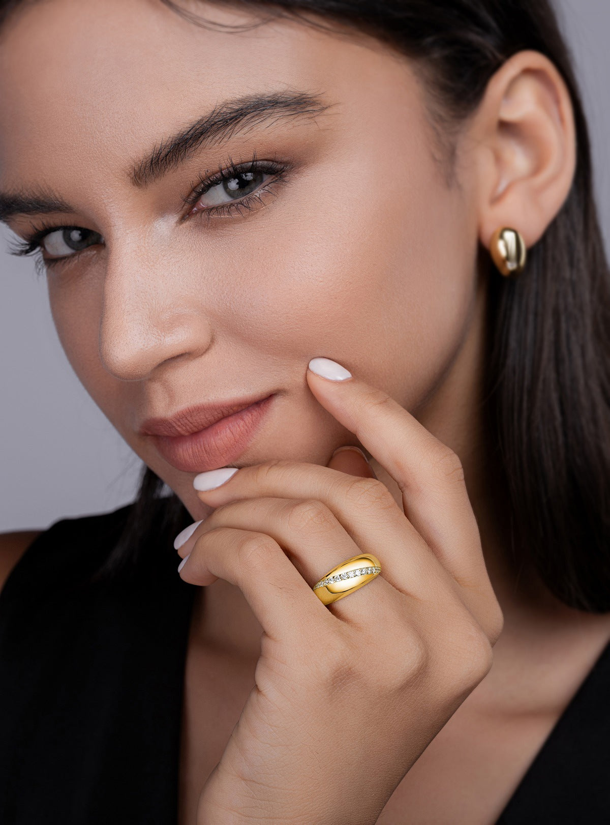 Moissanite Solitaire Ring in Gold-Tone Silver - product view 3