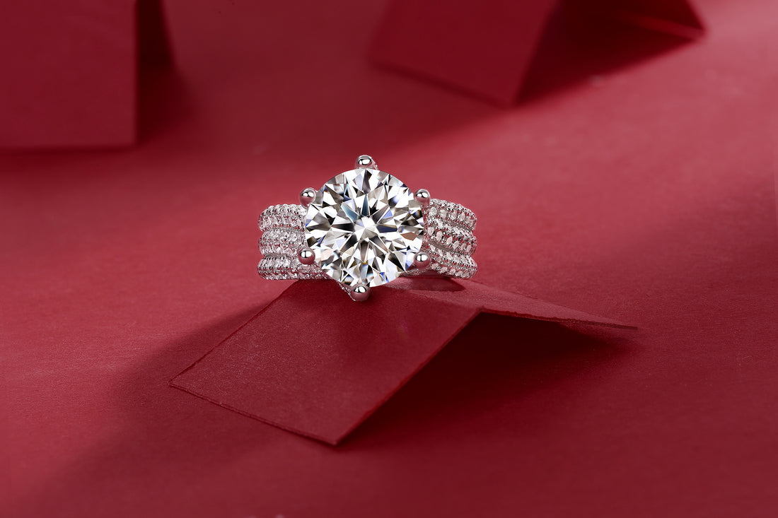 Luxury Fashion Large Diamond Ring Moissanite Silver