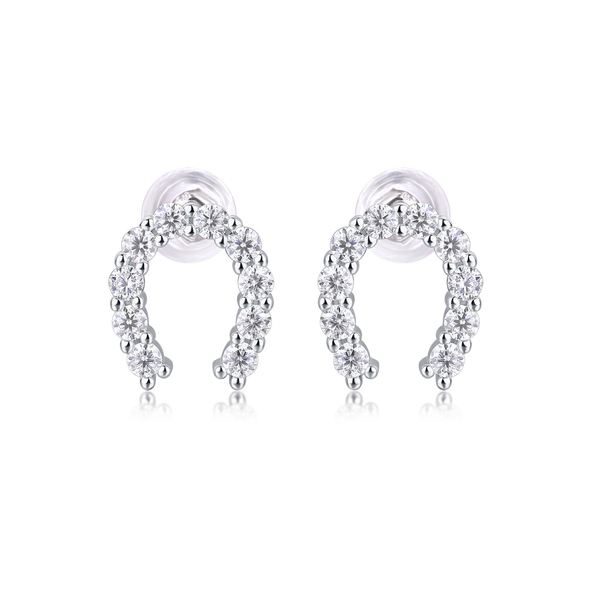 Keep Happiness Diamond Set Moissanite Silver Earrings - view 2