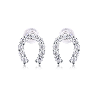 Keep Happiness Diamond Set Moissanite Silver Earrings - view 2