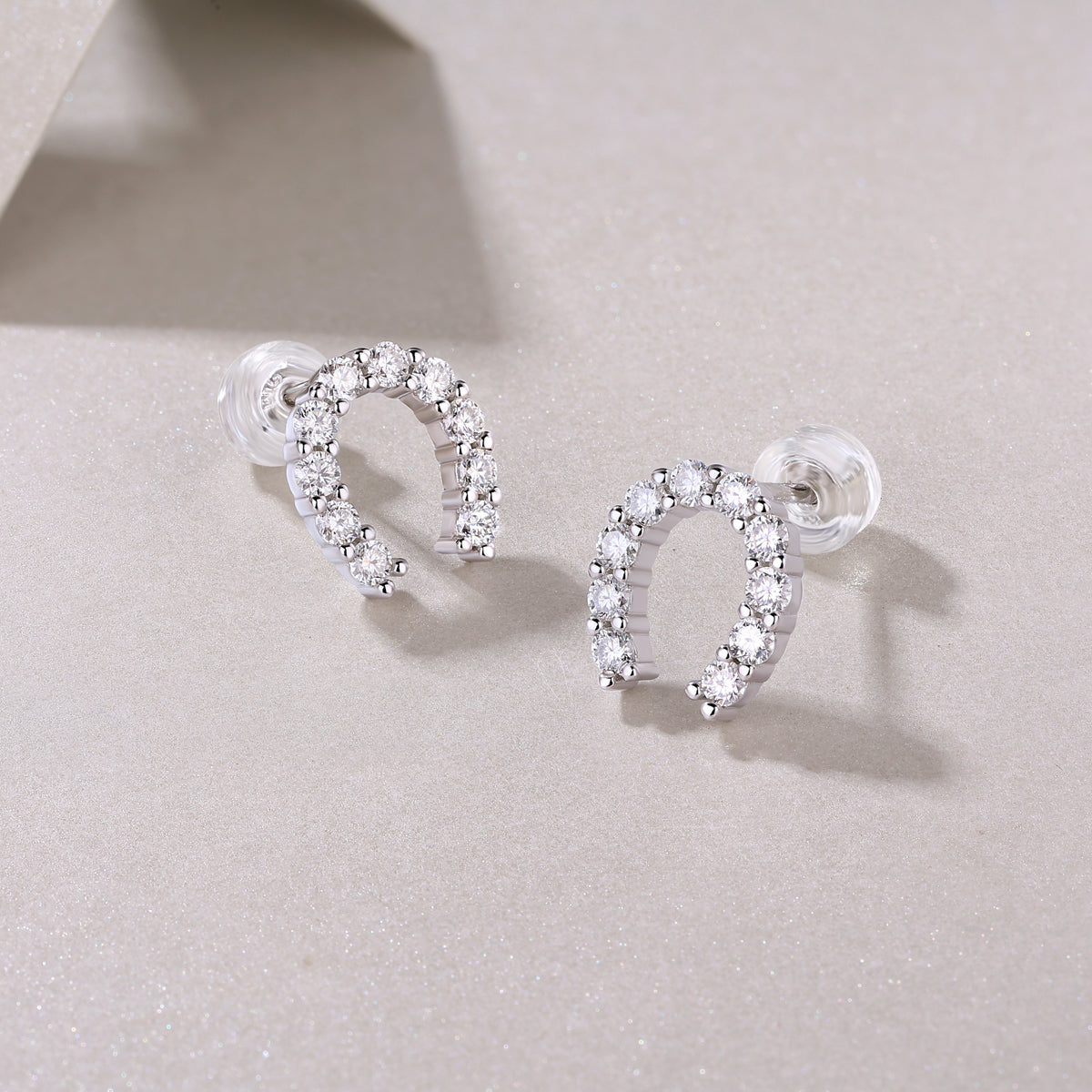 Keep Happiness Diamond Set Moissanite Silver Earrings - view 6