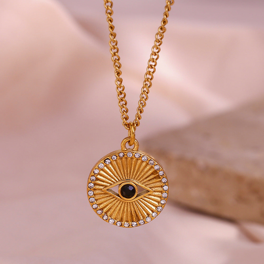 Minimalist Black Eyes Stainless Steel Necklace Jewelry - view 4