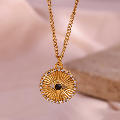 Minimalist Black Eyes Stainless Steel Necklace Jewelry - view 4