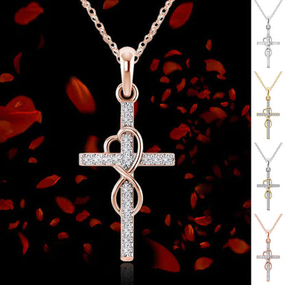 Alloy Pendant Diamond Eight-character Cross Necklace
