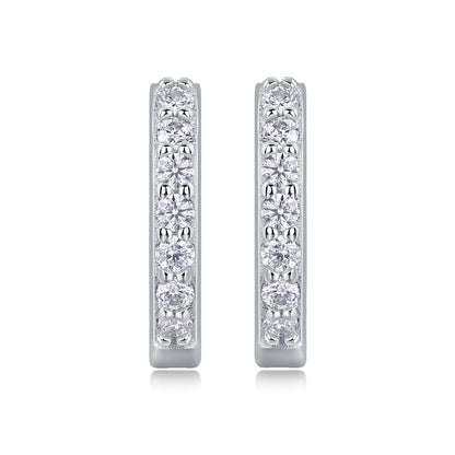 Sure Diamond Set Moissanite Silver Earrings Luxury - view 2