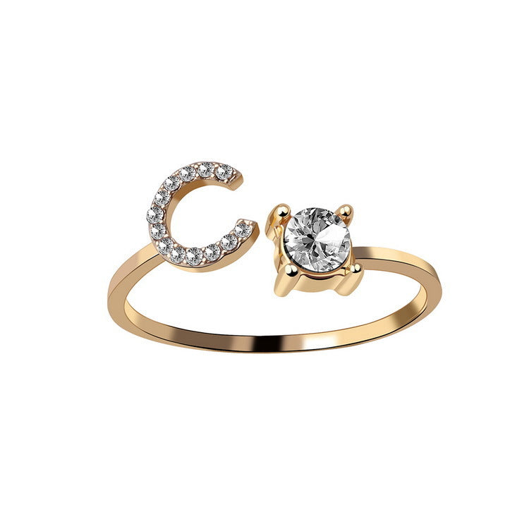 New Design Adjustable 26 Initial Letter Ring Fashion Jewelry For Women Simple Elegant Jewelry - view 5