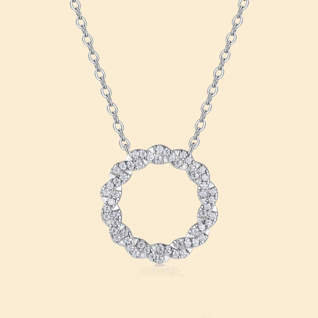 S925 Silver Moissanite Circle Necklace, 56pcs D VVS1 Pendant, 40&5cm, GRA Certified