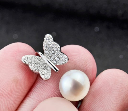 Butterfly Pearl Open Ring in Silver - product view 6