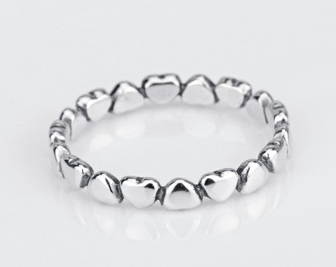 Linked Hearts Silver Band Ring - product view 3