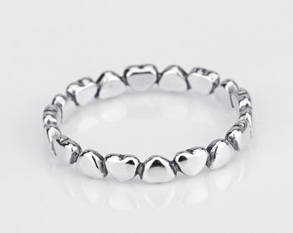 Linked Hearts Silver Band Ring - product view 3