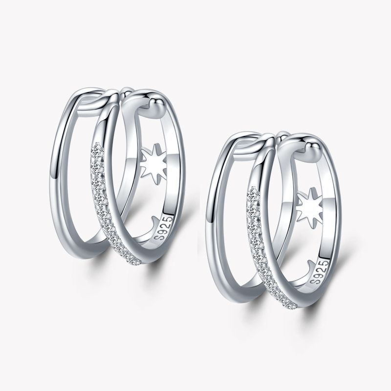 Star-Moon Silver Ear Cuffs - product view 5