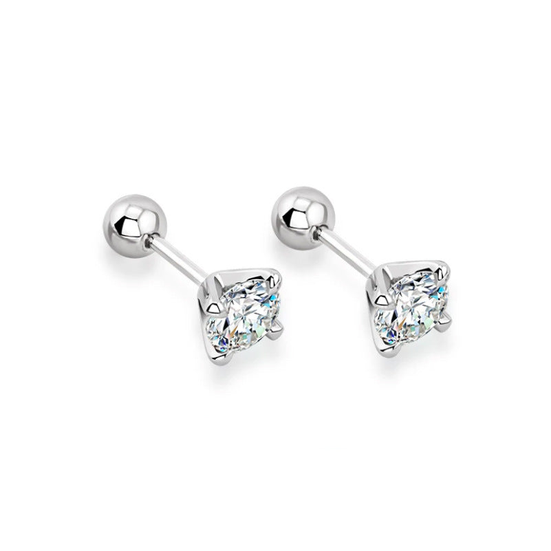 Four-Prong Screw-Back Moissanite Stud Earrings - view 3