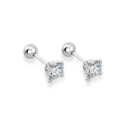 Four-Prong Screw-Back Moissanite Stud Earrings - view 3