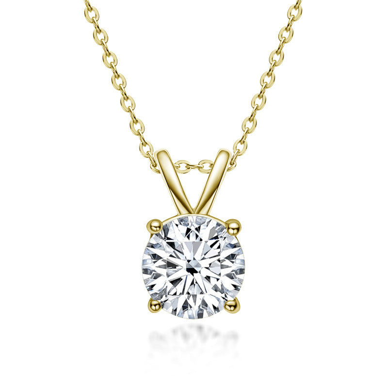 Gold-Tone Moissanite Solitaire Necklace - product view 1