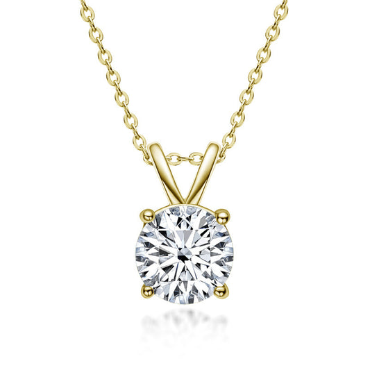 Gold-Tone Moissanite Solitaire Necklace - product view 1