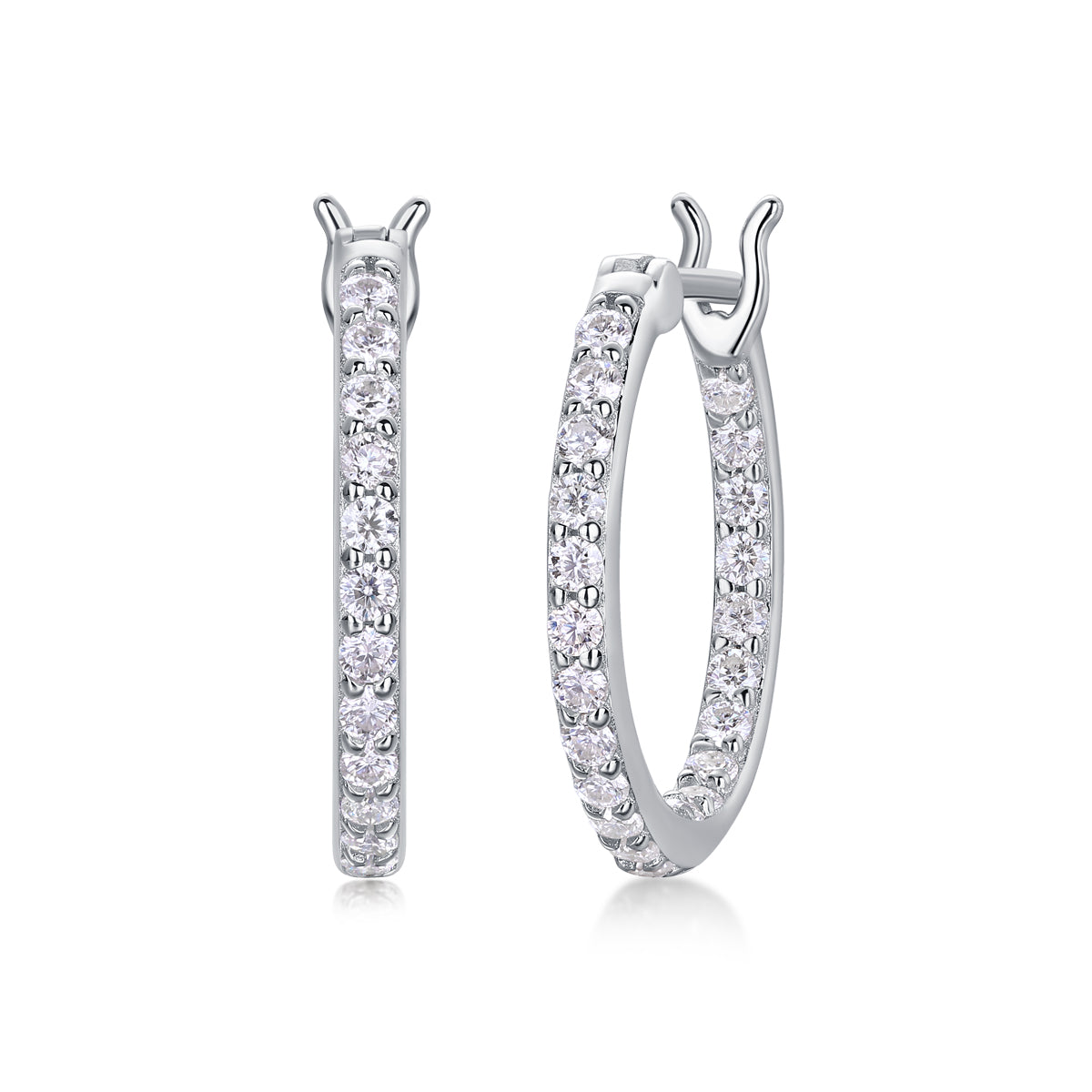 Streamer Diamond Set With Moissanite Silver Earrings - view 2