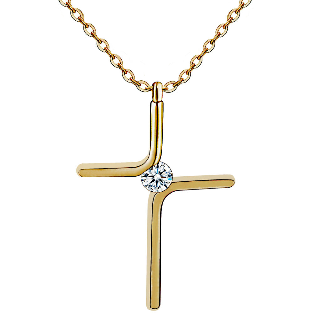 Cross Pendant Simple Necklace Titanium Steel
