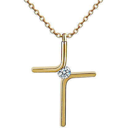 Cross Pendant Simple Necklace Titanium Steel