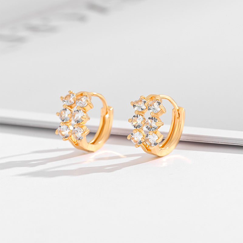 Fashion Multi-style Square Crystal Zircon Ornament Gold Plated Diamond Ear Ring - view 2