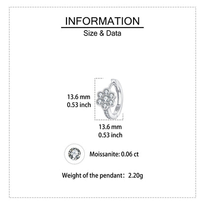 Floral Moissanite Silver Huggie Earrings - product view 5