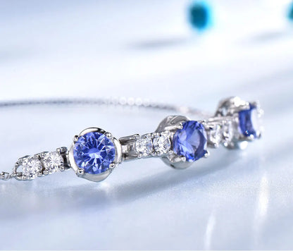 Blue Three-Stone Slider Bracelet in Silver — product photograph 3
