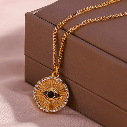 Minimalist Black Eyes Stainless Steel Necklace Jewelry - view 5