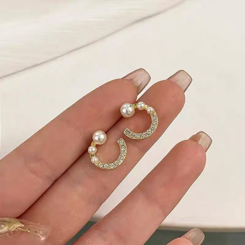 925 Silver Needle Internet Celebrity Same Style Gold Earrings Women's Light Luxury...