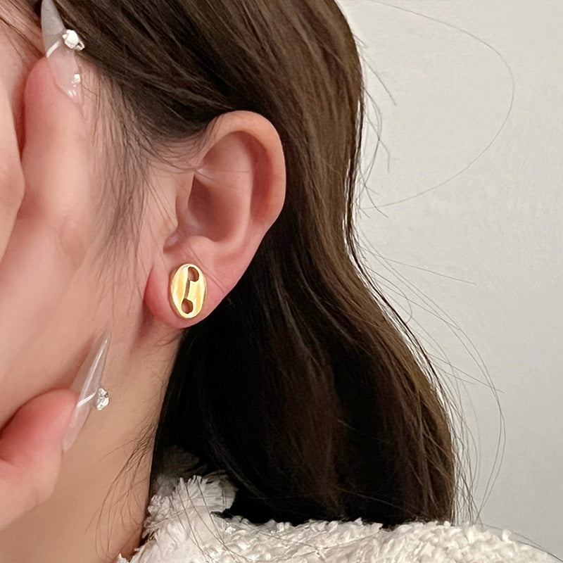 925 Silver Needle Internet Celebrity Same Style Gold Earrings Women's Light Luxury...