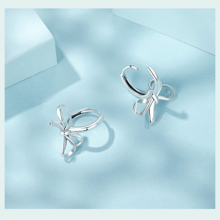 Simple All-match Bow Ear Clip S925 Sterling Silver