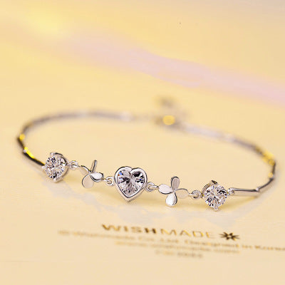 The Qixi Festival Valentine Jewelry S925 Sterling Silver Bracelet Fashion Jewelry Silver Bracelet New Heart-shaped Cl…