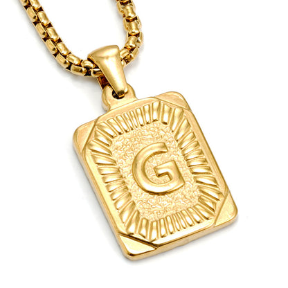 European And American Fashion Men's All-stainless Steel Letter Pendant Necklace - view 4