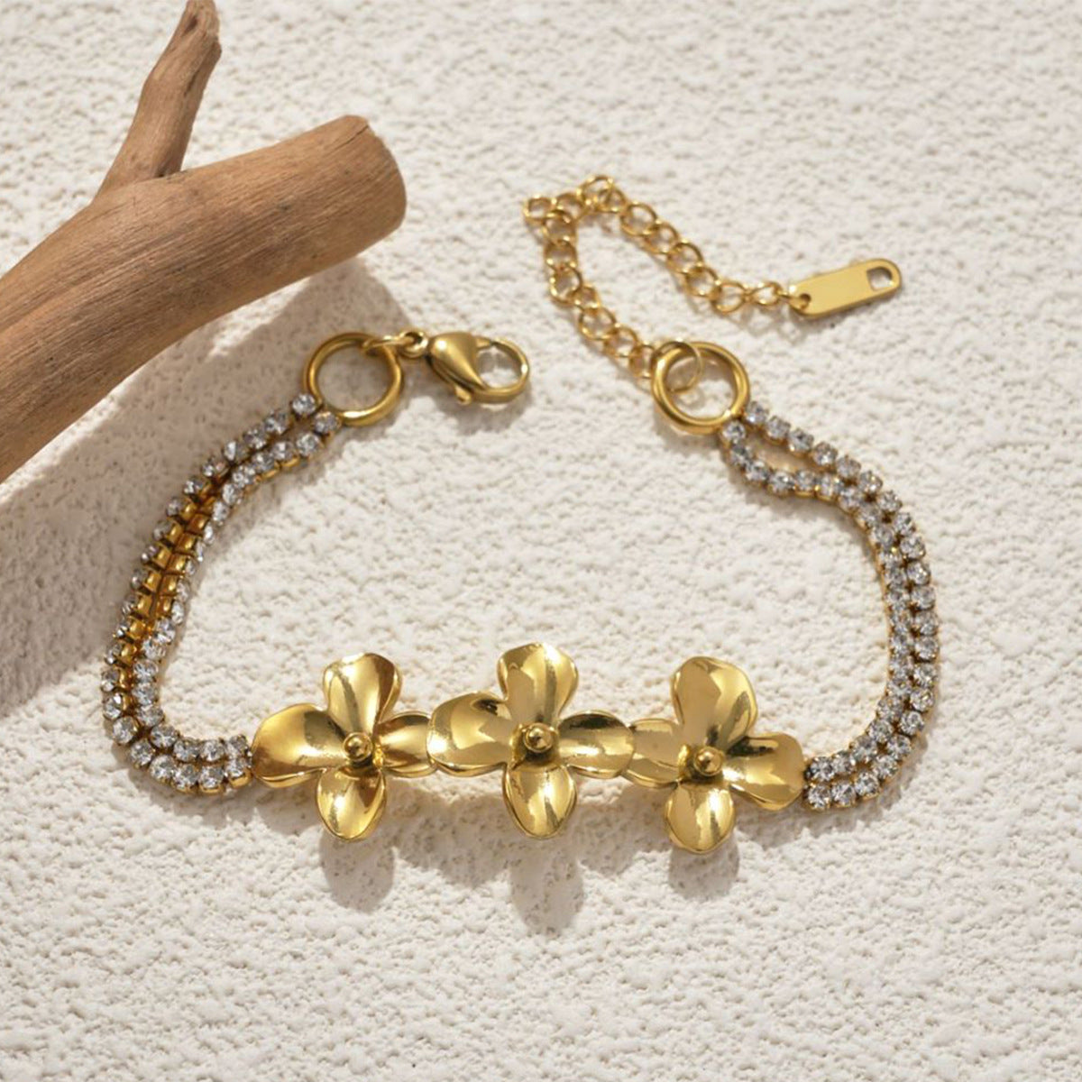 Light Luxury Gold Plated Stainless Steel Flat Bracelet