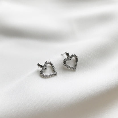 Open Heart Silver Stud Earrings - product view 1