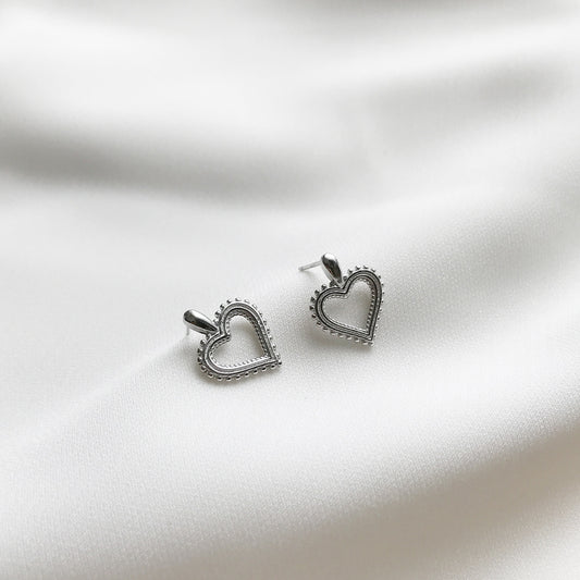 Open Heart Silver Stud Earrings - product view 1