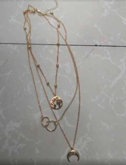 Fashionable Multilayer Boho Moon Map Necklace - view 6