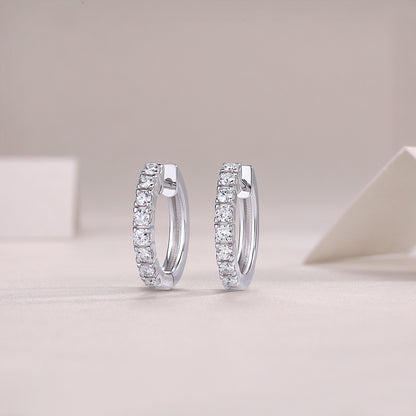 Moissanite Silver Hoop Earrings - product view 1