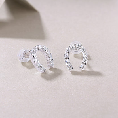 Keep Happiness Diamond Set Moissanite Silver Earrings - view 3