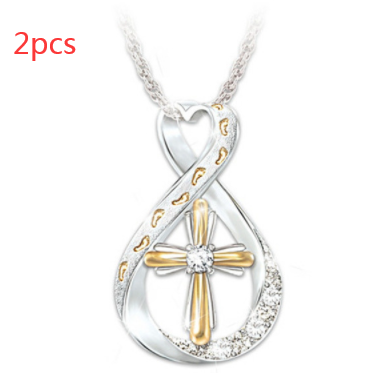 Cross Footprint Diamond Pendant Two Tone - view 6