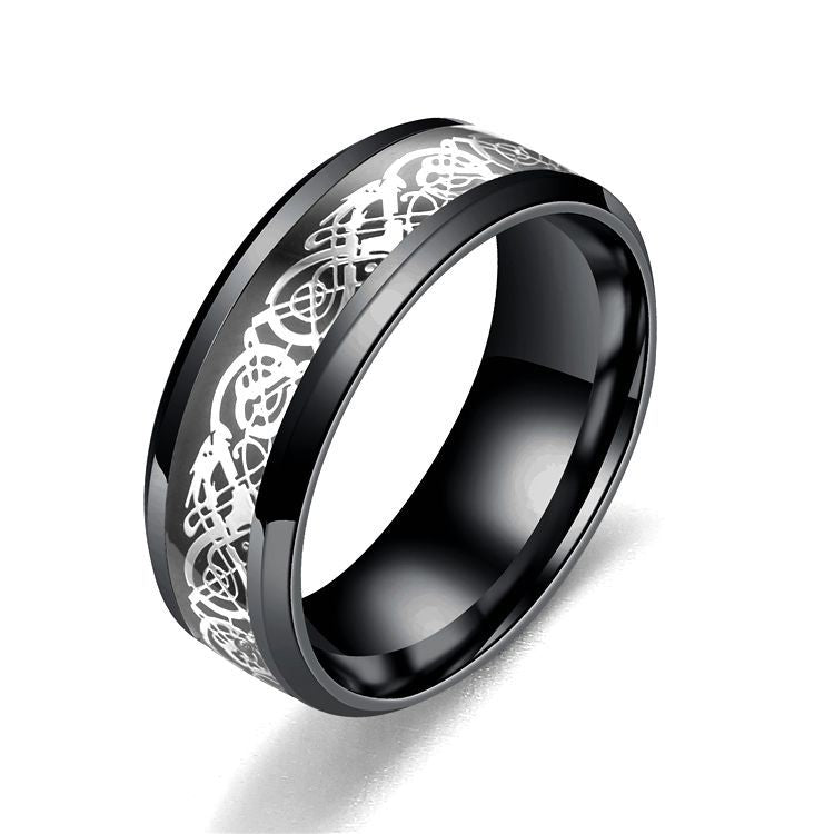 Stainless steel dragon pattern ring - view 5