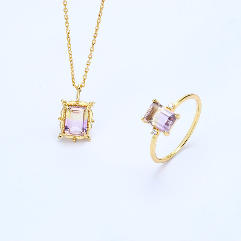 Octagonal Amethyst Silver Ring - view 2